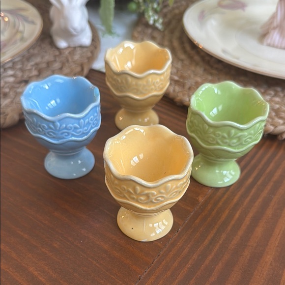 Set of Colorful Ceramic Egg Cups - Picture 1 of 3